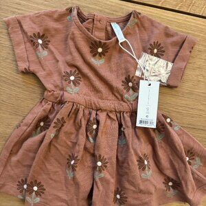 Rylee & Cru Brown Flower Dress/Short 3-6M NWT